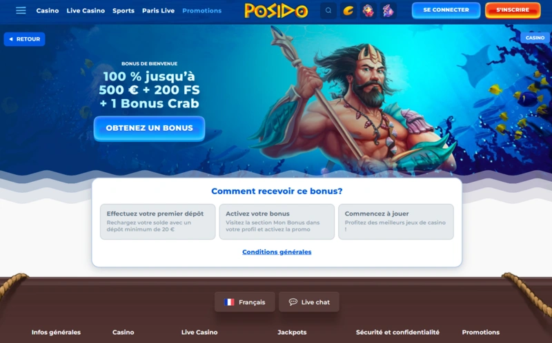 posido welcome bonus page